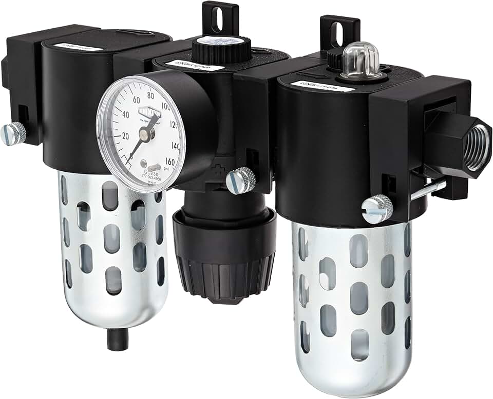 Dixon C16-04M Manual Drain Wilkerson Compact Combination Unit with Transparent Bowl and Guard, 1/2