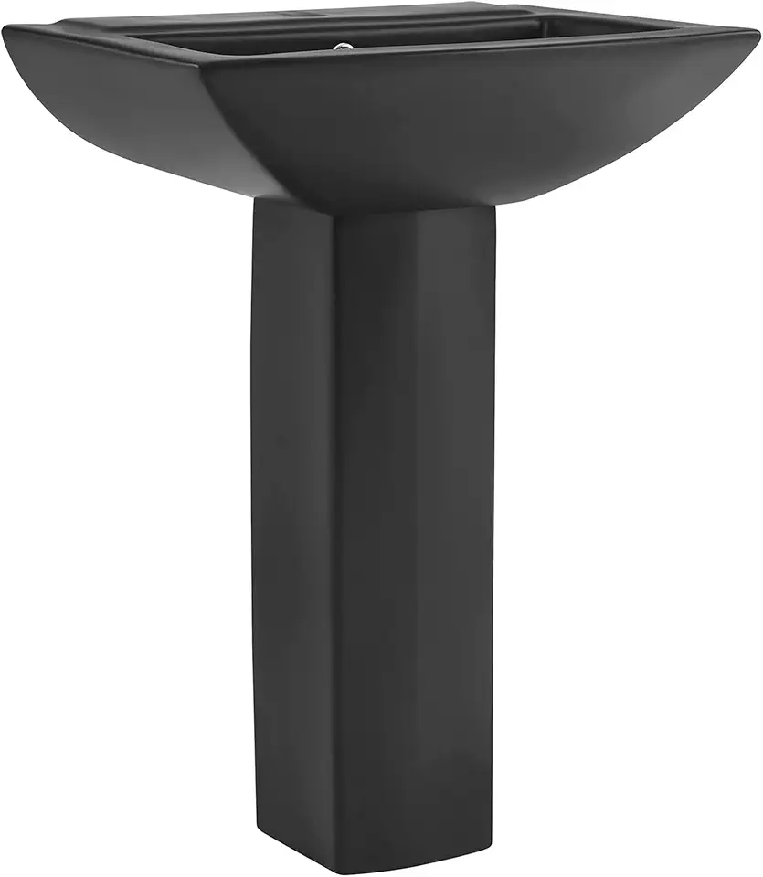 Sublime Square Two-Piece Pedestal Sink in Matte Black