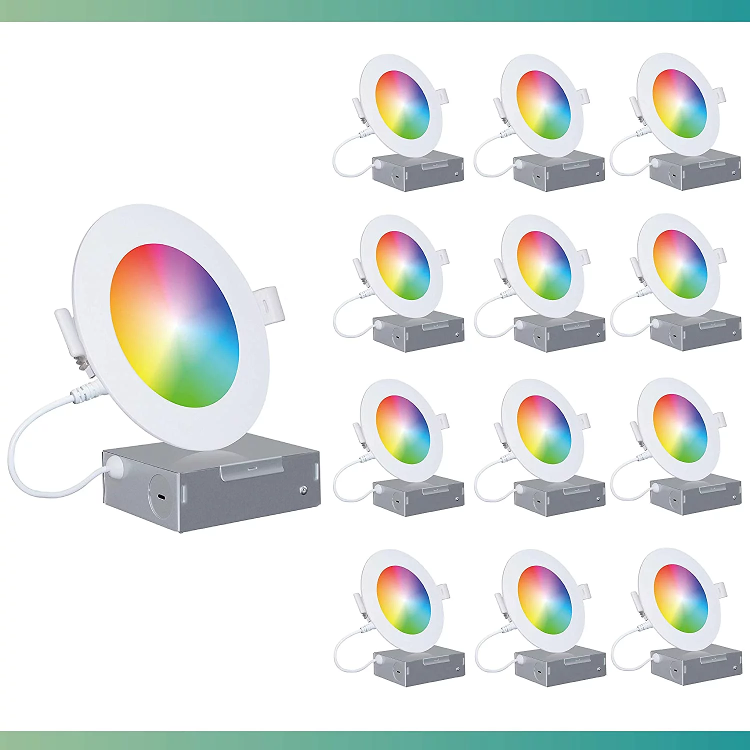 Infibrite 4 Inch WiFi Smart Thin LED Ceiling Mount Recessed Light 9W 810LM Dimmable Retrofit with JBox, App & Voice Control, Alexa/Google Compatible, ETL & Energy Star, Wet Rated (12 Pack)