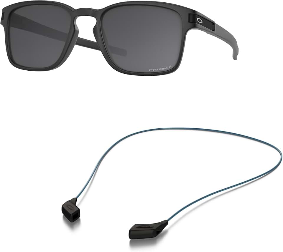 Oakley OO9358 Sunglasses Bundle: OO 9358 935818 Latch Squared/A and Large Blue leash Accessory kit