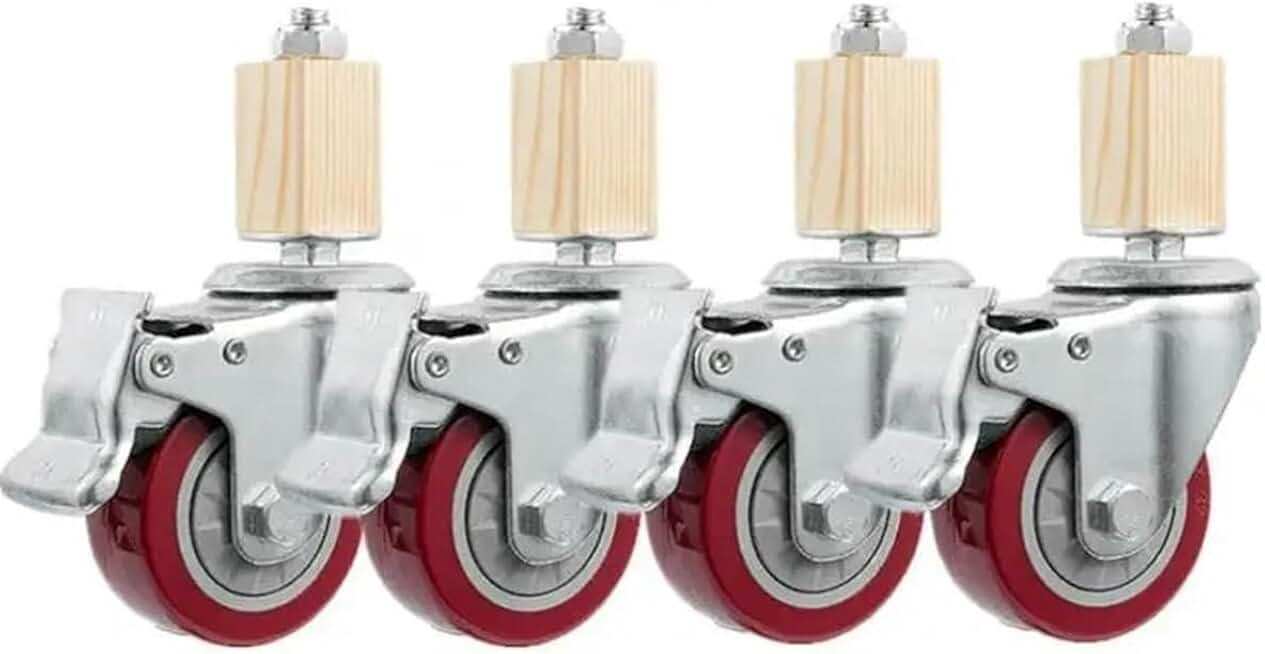 4 Pcs/Lot 3 Inch Caster 30mm Square Tube Stainless Steel Furniture Leg Iron with Brake Universal Wheel