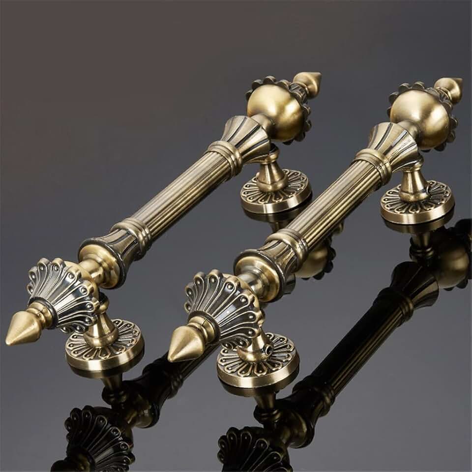 European Retro Push Door Handles Antique Wooden Door Handle and Knobs for Outdoor Gate Door Hardware (Color : E, Size : Length 437mm) (D Length 330mm)