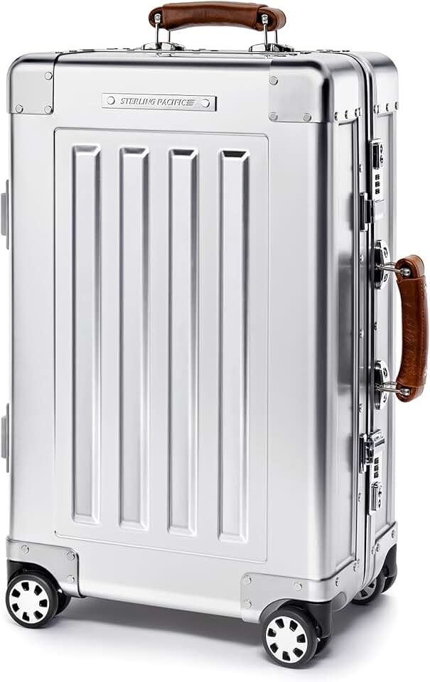 40L Cabin Travel Case – Full Aluminum Four Wheel Carry On Luggage, Italian Leather Handles