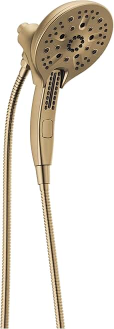 Delta Faucet 5-Spray In2ition 2-in-1 Dual Hand Held Shower Head with Hose, H2Okinetic Handheld Shower Head with Magnetic Docking, Gold Handheld Shower Heads, Lumicoat Champagne Bronze 58620-CZ-PR-PK