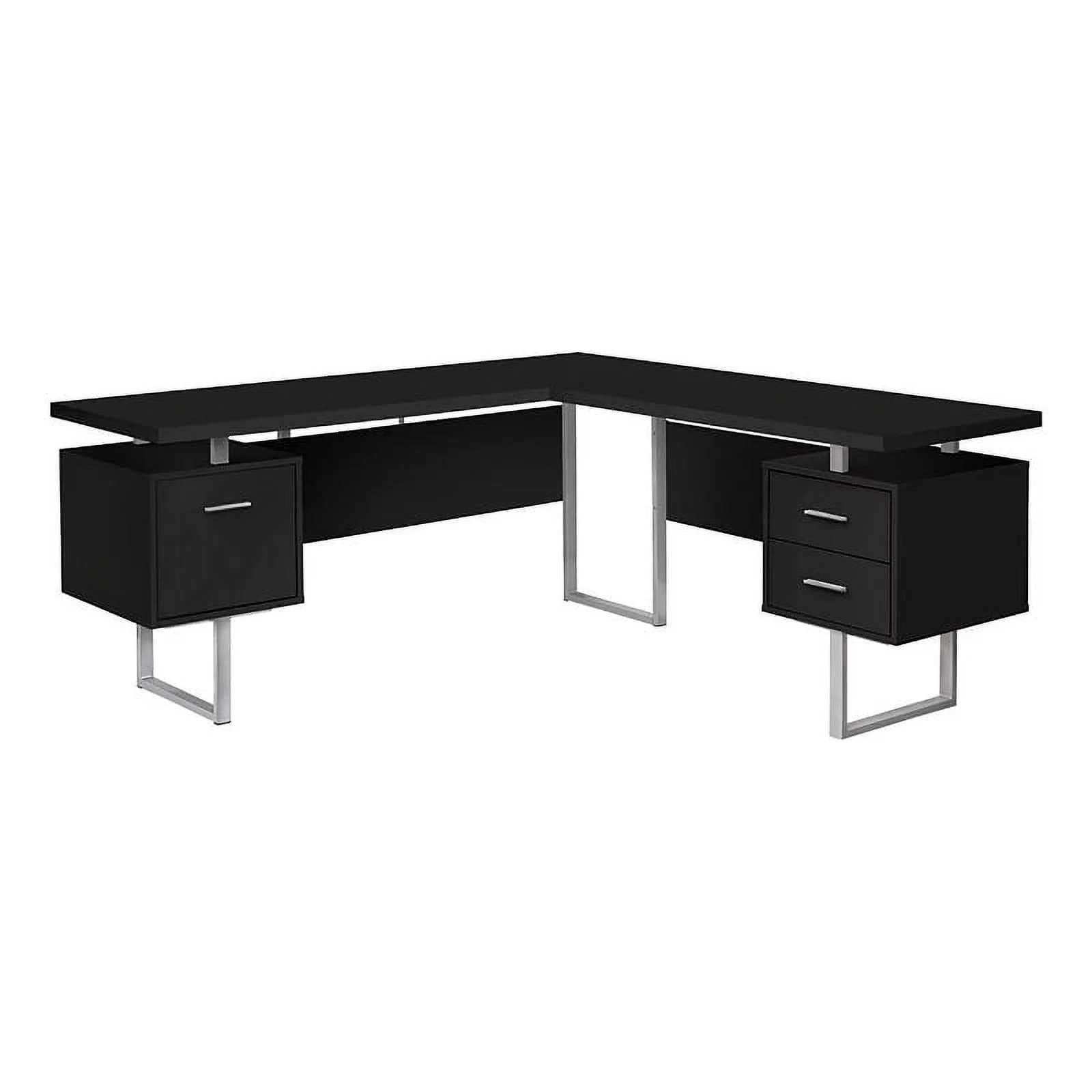 Pemberly Row Contemporary Wood Reversible L Shaped Corner Computer Desk in Black
