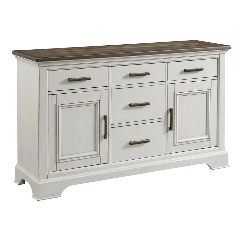 Intercon Furniture Drake Traditional Wood Sideboard in White/Oak