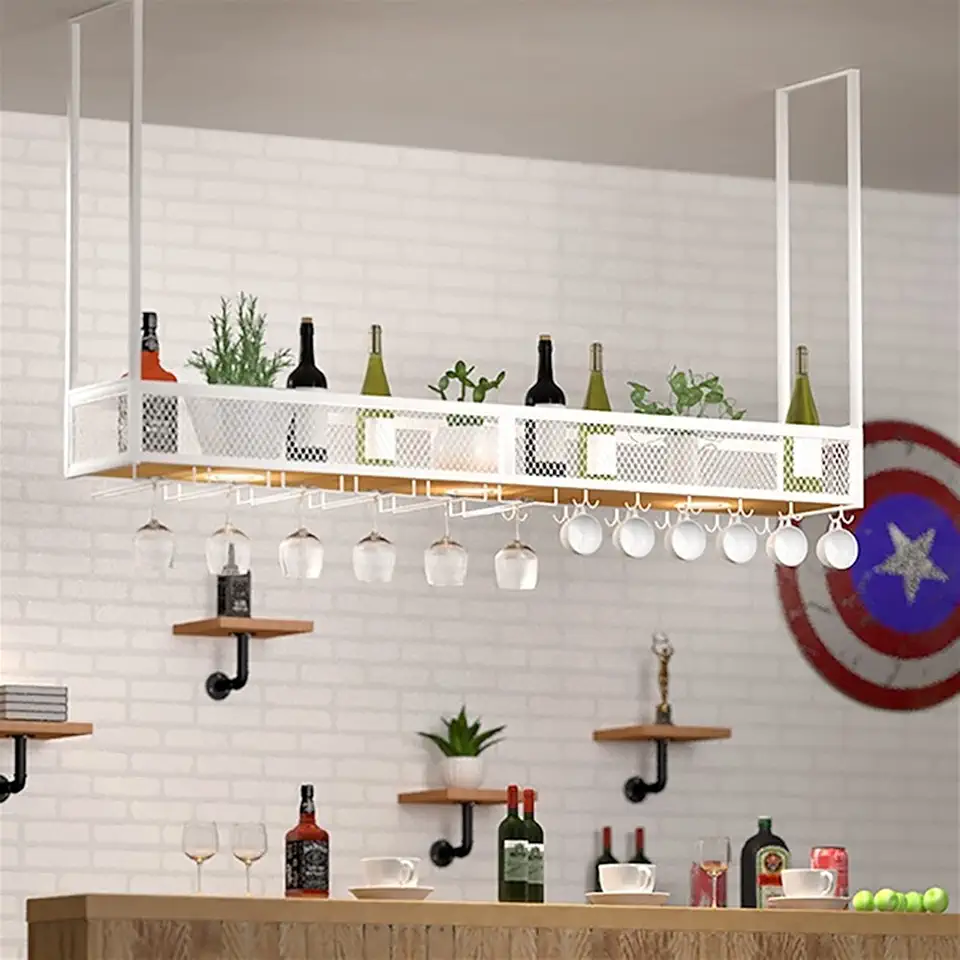 Wine Rack Hanging Wine Glass Holder, Shelf Wine Glass Holder,Wine Glass Rack, Champagne Glass Rack,Glassware Rack Wine Rack, Hanging Wine Cabinet Hanging Racks Bar Decoration Storage Rack Ho