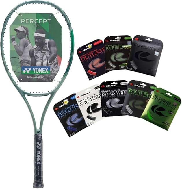 Yonex Percept 100 Olive Green Tennis Racquet- Flexible Racquet with Precision and Feel - Strung with Your Choice of SOLINCO String and Tension