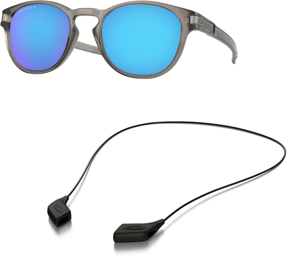 Oakley OO9265 Sunglasses Bundle: OO 9265 926532 Latch Matte Grey Ink Prizm Sap and Large Black leash Accessory kit