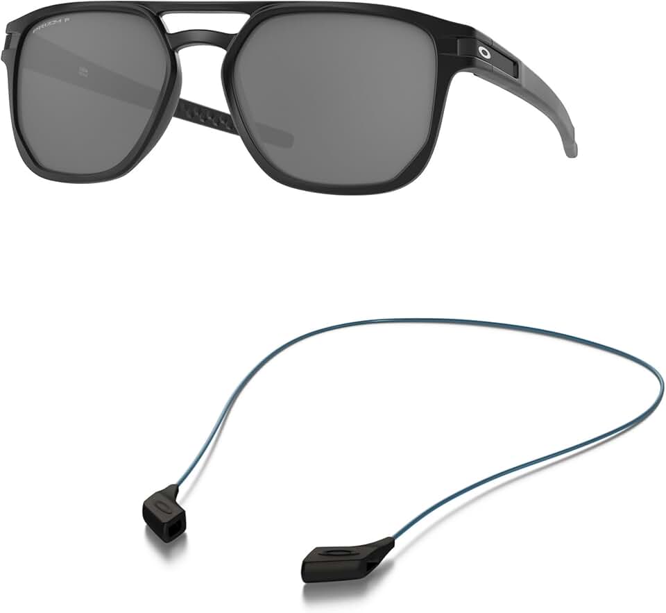 Oakley OO9436 Sunglasses Bundle: OO 9436 943605 Latch Beta Matte Black Prizm B and Small Blue leash Accessory kit