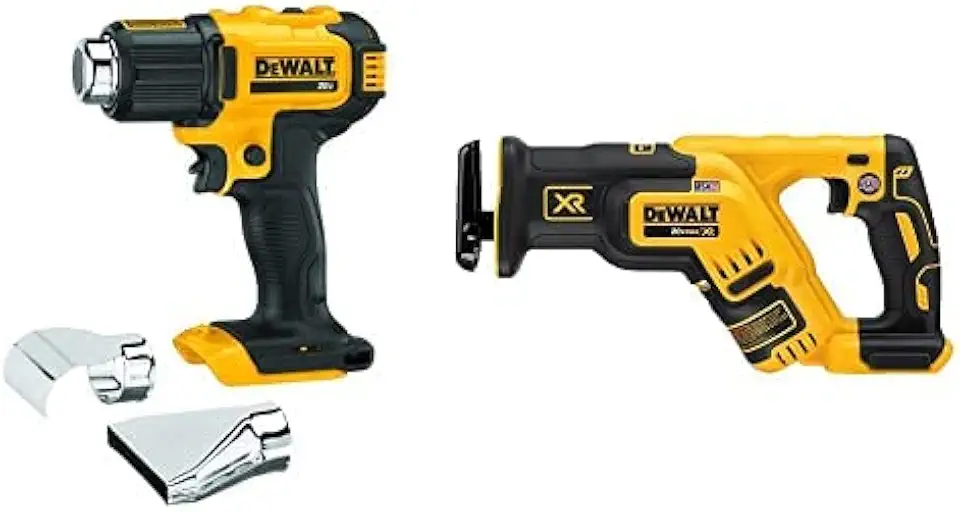 DEWALT 20V MAX Heat Gun (DCE530B) and 20V MAX* XR Reciprocating Saw (DCS367B)