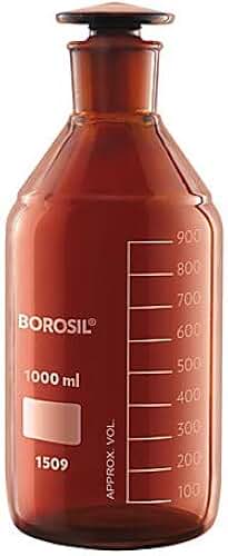 Borosil® Amber Light-Blocking Reagent Bottles with Ground Glass Stoppers and Graduations, 60mL, 20/CS