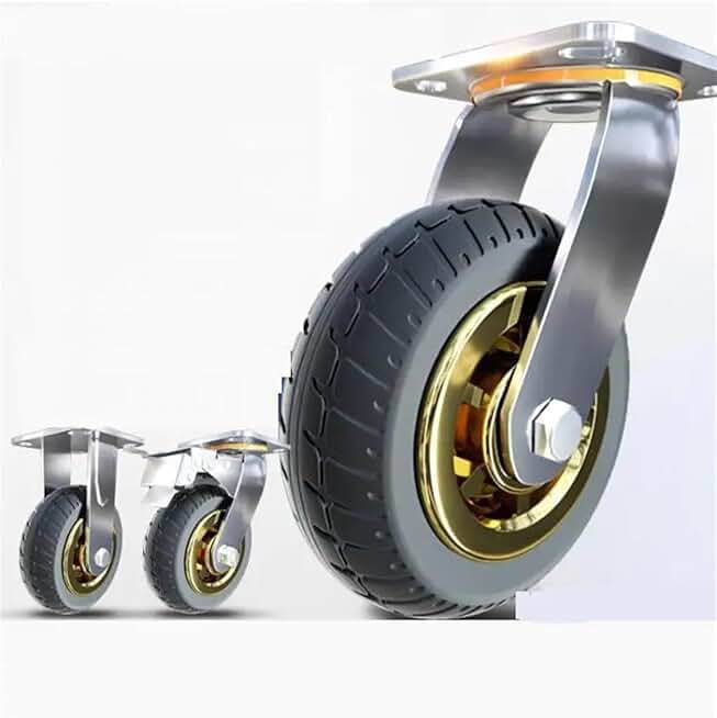 8 Inch Heavy Duty Caster Universal Wheel Directional Brake Combination Silent Rubber Steering Inch 4Pcs(Color:8-B)