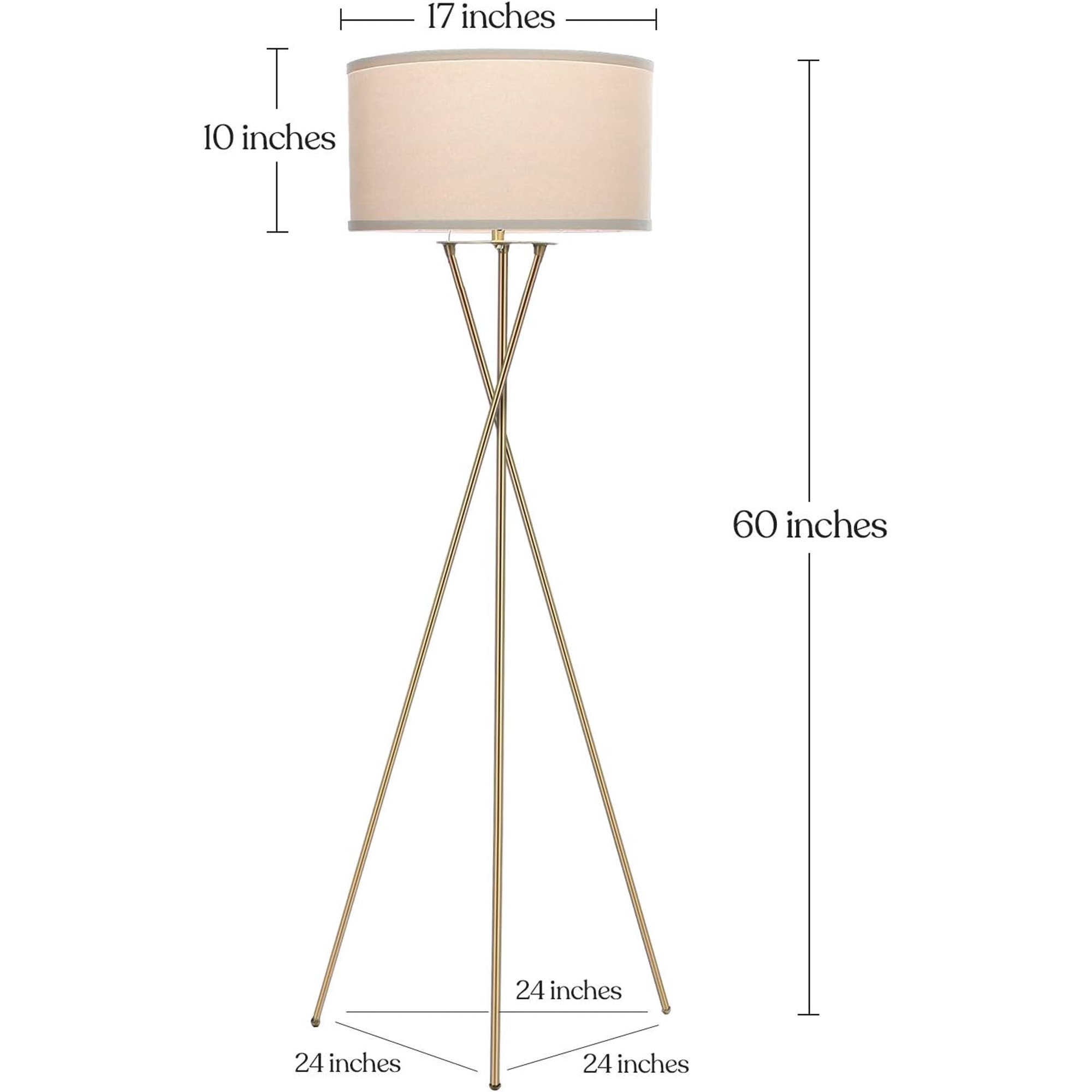 Jaxon Led Floor Lamp, Modern Lamp For Living Rooms & Offices, Tall Lamp With Contemporary Drum Shade, Gold Tripod Standing Lamp For Bedroom Reading, Great Living Room Decor - Bla