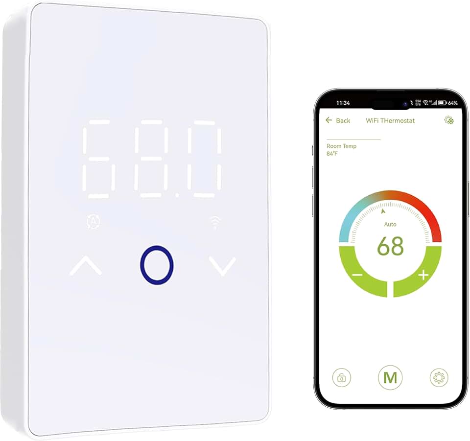 MAXKOSKO WiFi Smart Thermostat for Electric Floor Warming System with Touchscreen LED Display, Easy Connection & Energy Saving Home Programmable White Thermostat 4Pcs
