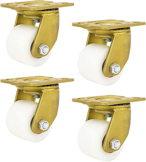Caster 75mm Trolley Heavy Duty White Nylon Castors Wheel,Furniture Swivel Caster,Vintage Gold Bracket Industrial Caster,for Sofa/Bedside Table Casters (Color : B)