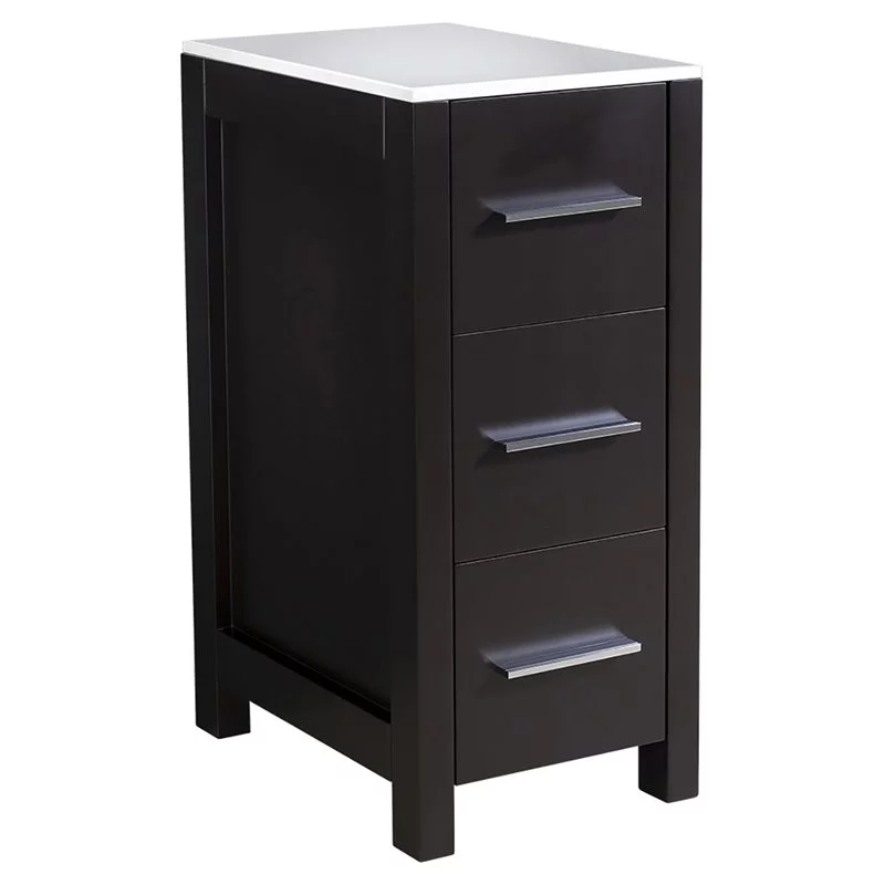 Pemberly Row Contemporary Bathroom Linen Side Cabinet in Espresso