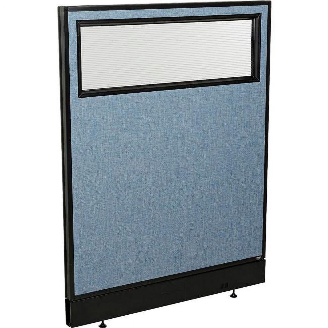 Interion Office Partition Panel with Partial Window & Raceway, Blue - 36.25 x 46 in.