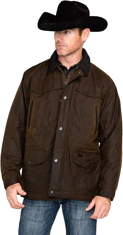 Outback Trading Company Men's 2707 Pathfinder Waterproof Breathable Fleece Lined Cotton Oilskin Western Jacket