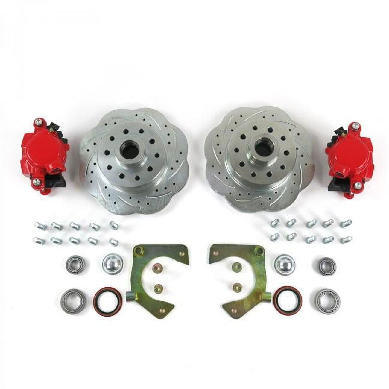 Helix Suspension 333752 11 in. High Performance Big Brake Conversion with 5 x 4.75 Red Calipers for Mustang II