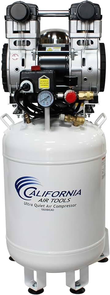 California Air Tools 10020DCAD Ultra Quiet & Oil-Free 2 hp Steel Tank Air Compressor, 10 gallon