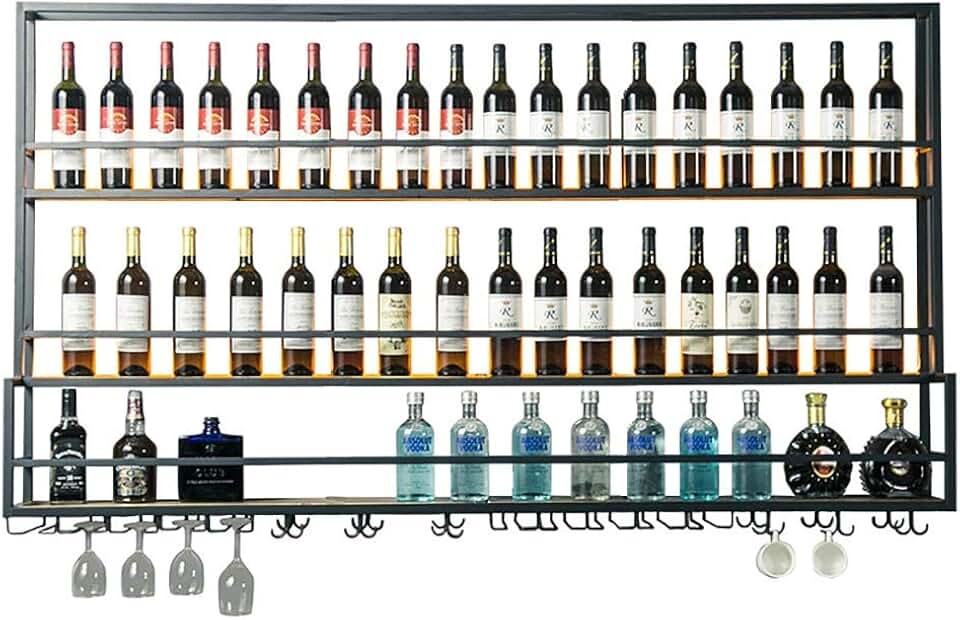 Wine Rack Wrought Iron Vintage Wine Rack Upside Down Wine Rack Creative Shelf Wall-Mounted Wine Rack Goblet Holder Wine Rack Glassware Rack Cup Holder