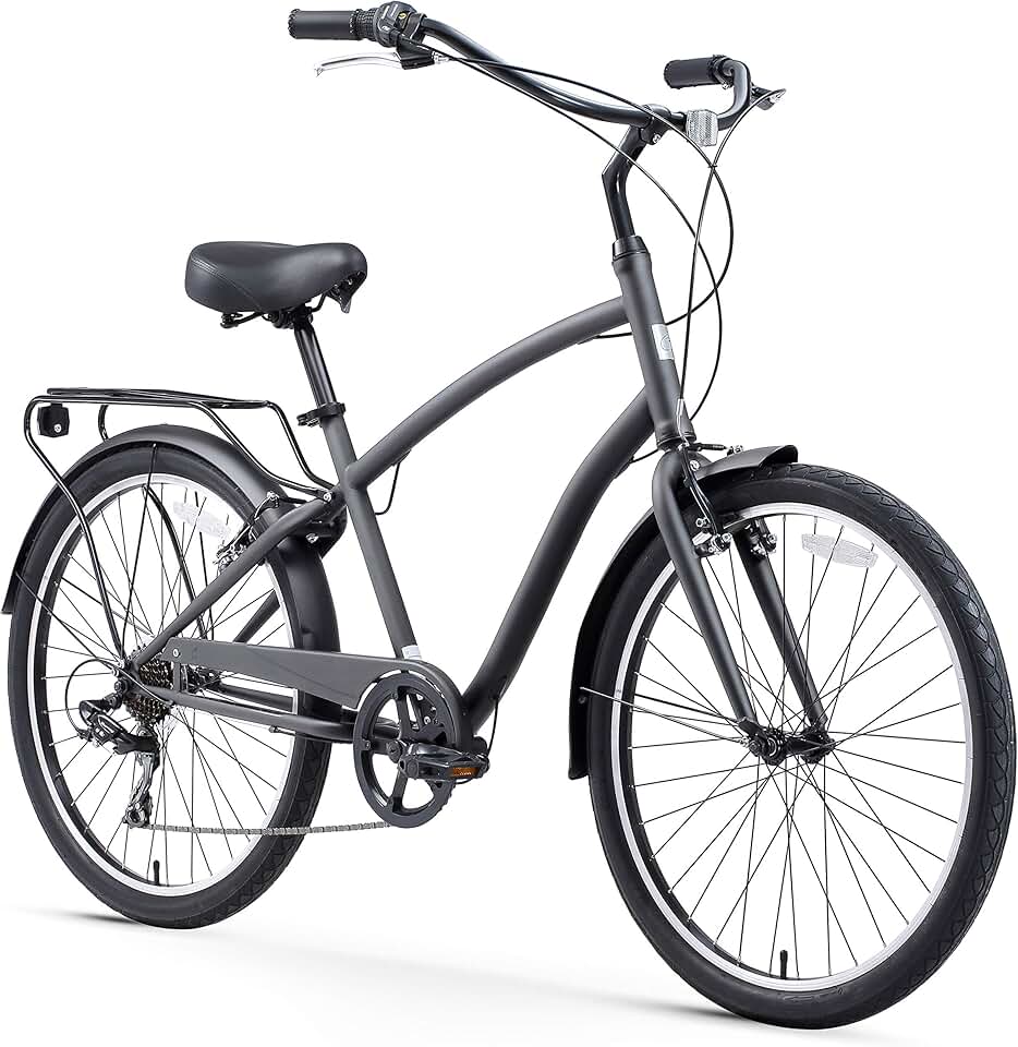 sixthreezero EVRYjourney Men's Steel Beach Cruiser Bike, Hybrid Bicycle, 26 Inch Wheels, Multiple Speed Options and Color Options
