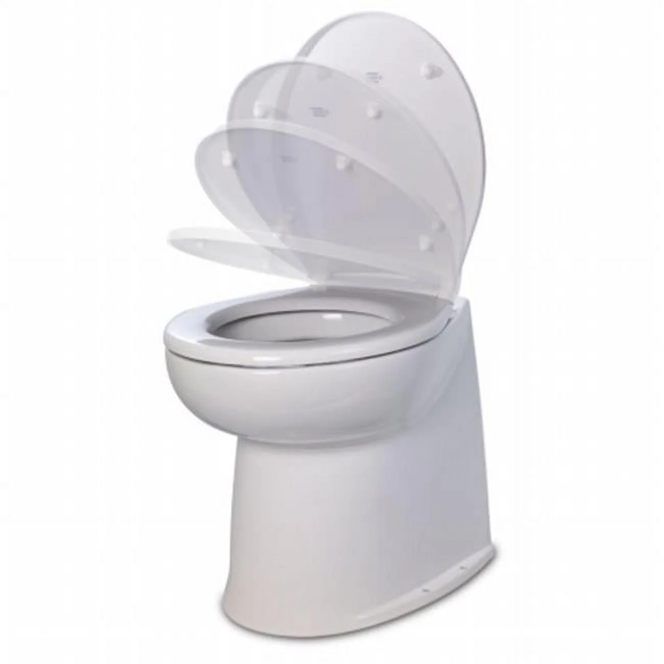 Jabsco 58040-3024 Deluxe Flush Fresh Water Electric Toilet with Soft Close Lid - 24V, 17 in.