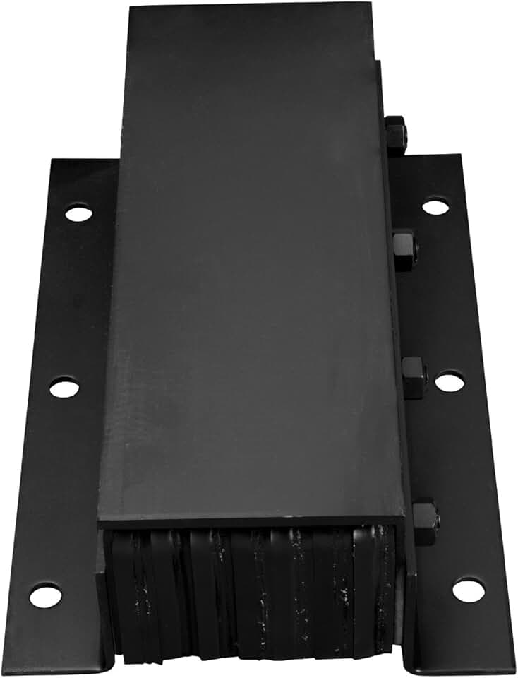 Steel Faced Rubber Dock Bumper, Rectangular, Laminated, Vertical Mount, 6 Holes, 20