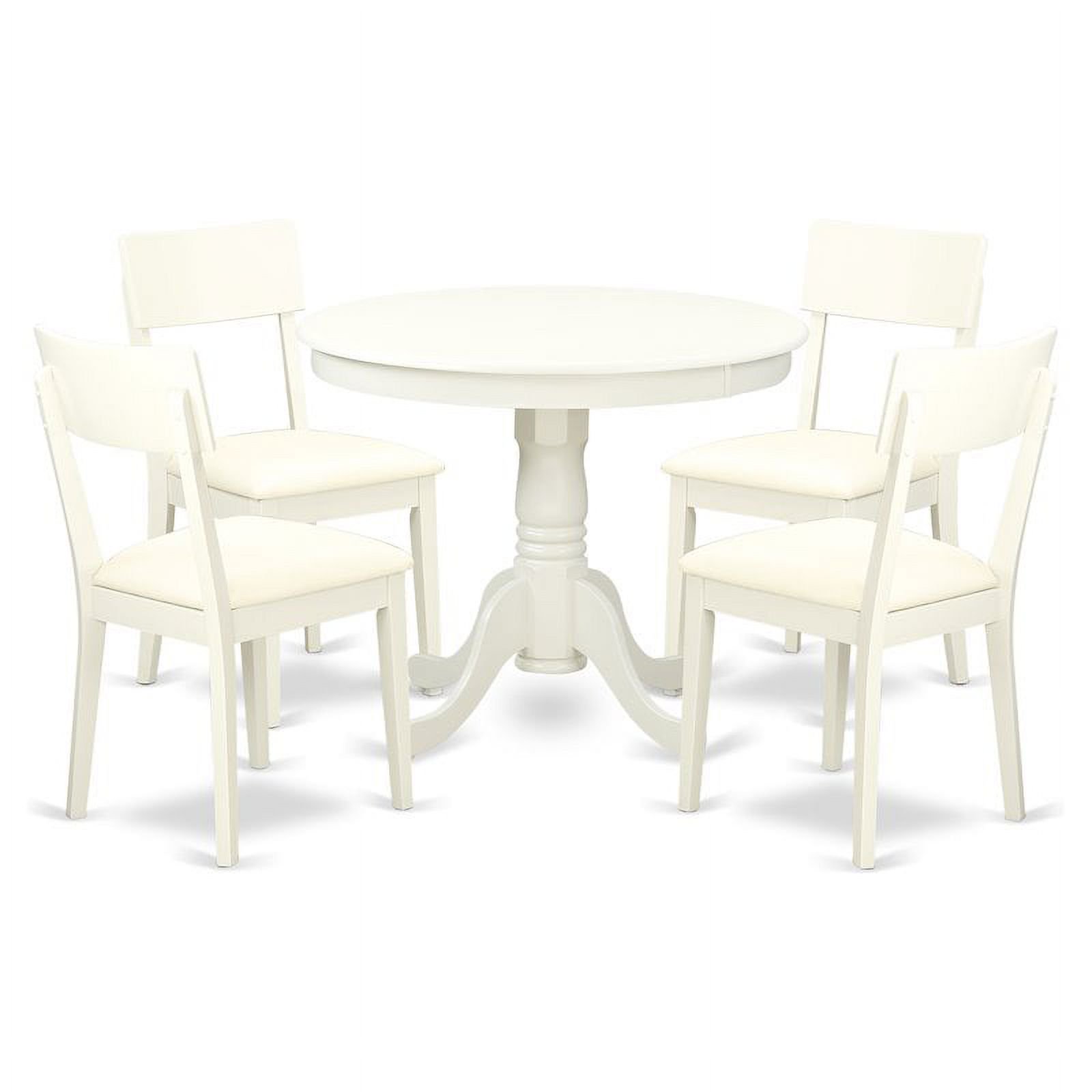 Pemberly Row Antique 5-piece Traditional Wood Dining Set in Linen White