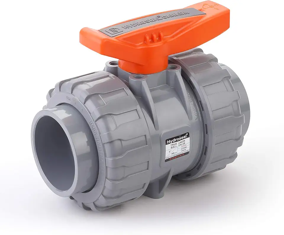 Kaplan 3” CPVC True Union Ball Valve Socket with Full Port, ASTM F1970, EPDM O-Rings and Reversible PTFE Seats (3'')