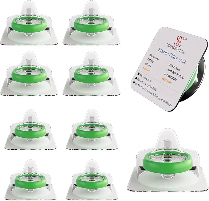 300 Pack PES Sterile Syringe Filter 0.22um Pore Size 22 Micron Hydrophilic Filtration, 33mm Diameter Sterile Individually Packed PES Membrane
