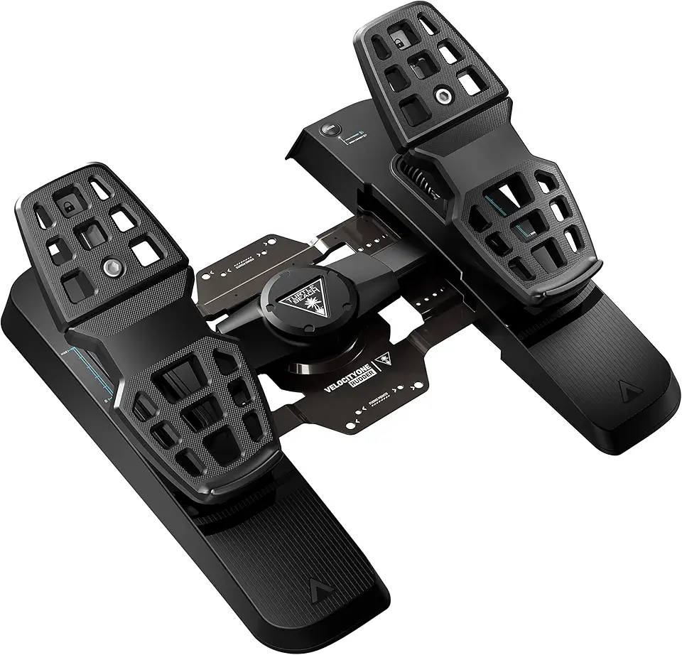Turtle Beach VelocityOne Universal Rudder Pedals for Windows 10 & 11 PCs, Xbox Series X, Xbox Series S, and Xbox One Featuring Smooth Rudder Axis, Adjustable Brakes and Pedal Width – Black