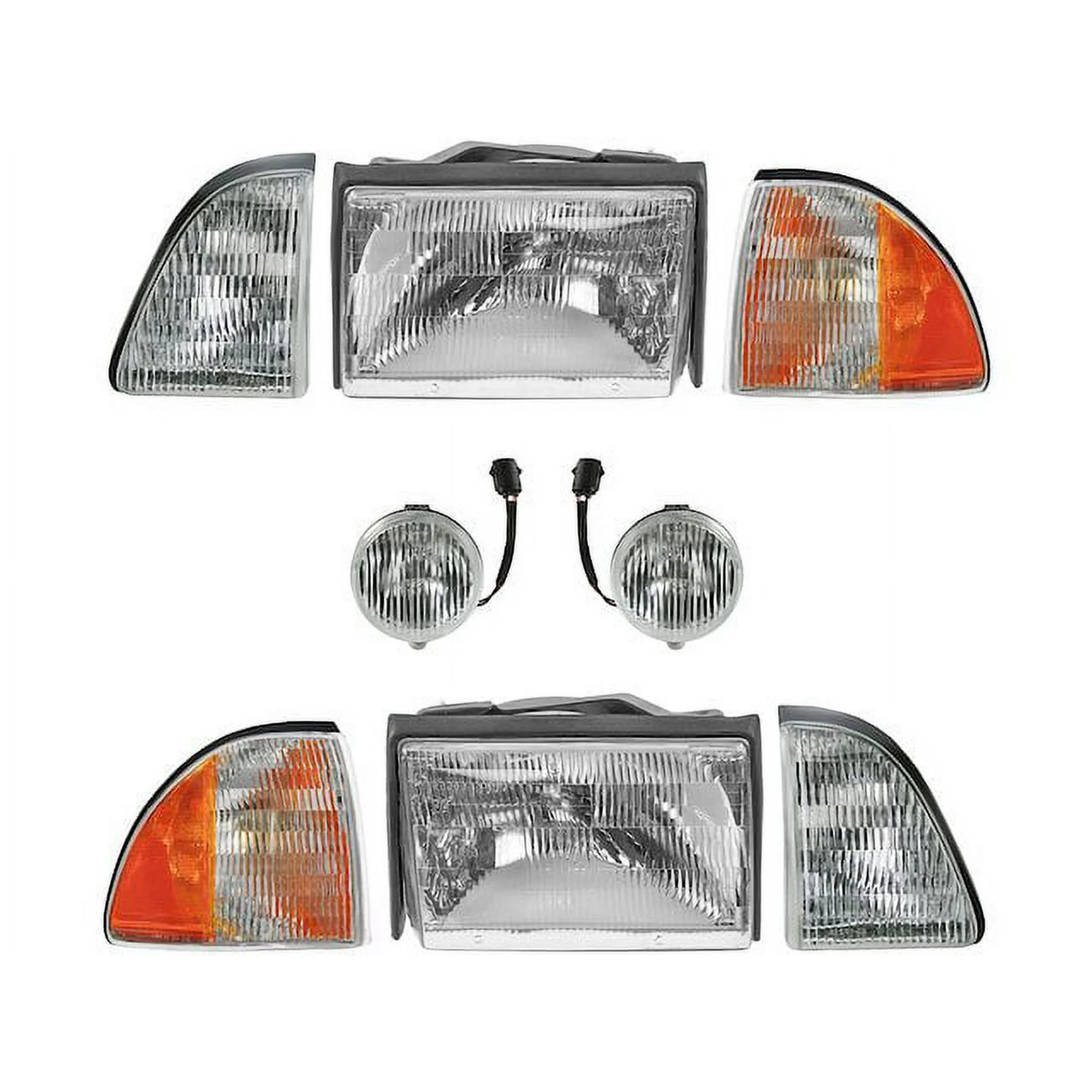 Headlight Fog Light Parking Light Kit 8 Piece - Compatible with 1987 - 1993 Ford Mustang 1988 1989 1990 1991 1992