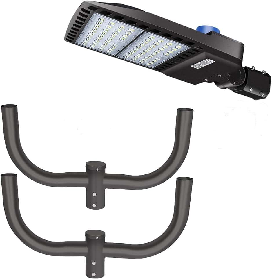 200W LED Parking Lot Lights Bundle 2 Pack Double Bullhorn Bracket
