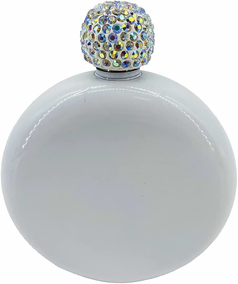 100PCS Blank Flasks 304 Stainless Steel Hip Flask Set Drinking Liquor Flask Metal Hip Flask with Rhinestone Lid for Heat Press Transfer DIY Gift