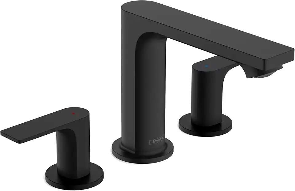 Hansgrohe Rebris E Contemporary 2-Handle 3-Hole 5-inch Tall Bathroom Sink Faucet in Matte Black, 72532671