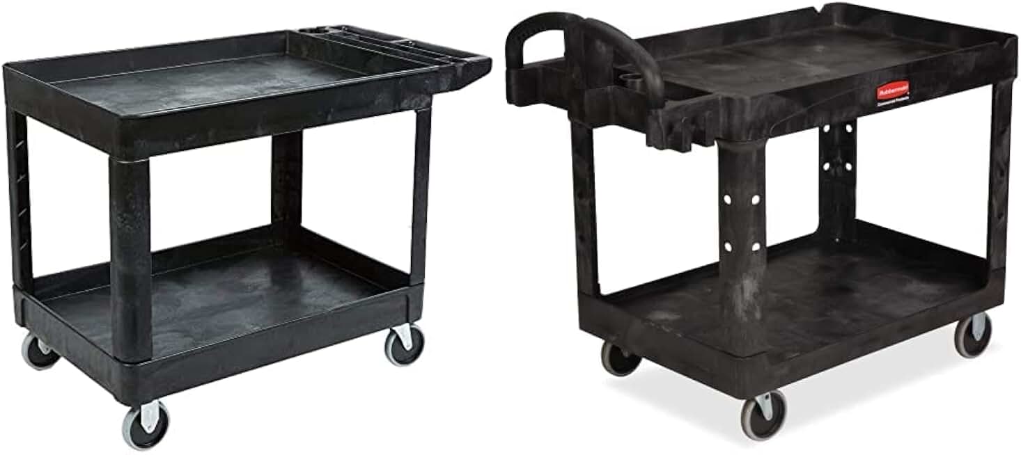 Commercial Products 2-Shelf Utility Service Carts (FG452089BLA, FG452088BLA)