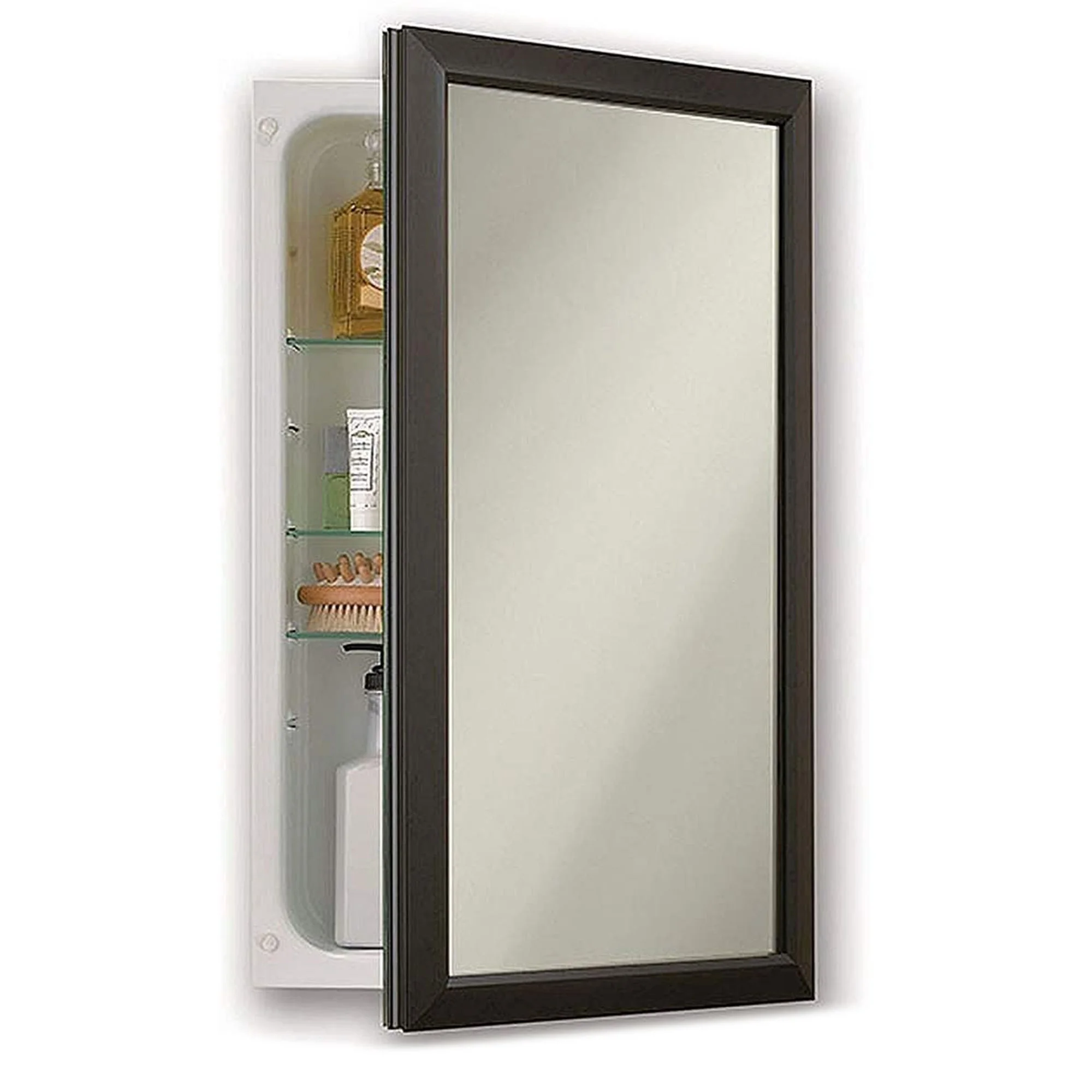Jensen Hampton Recessed Framed Mirrored Medicine Cabinet, Oil Rubbed Bronze