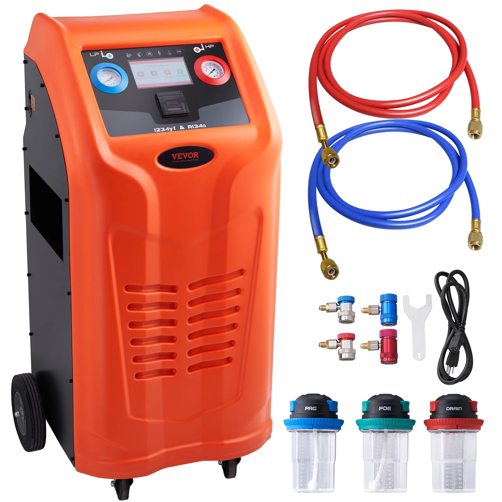 BENTISM Refrigerant Recovery Machine All-in-One Fully Automatic Refrigerant Recharge Machine with Quick Connectors Oil Bottle for R134a & R1234yf
