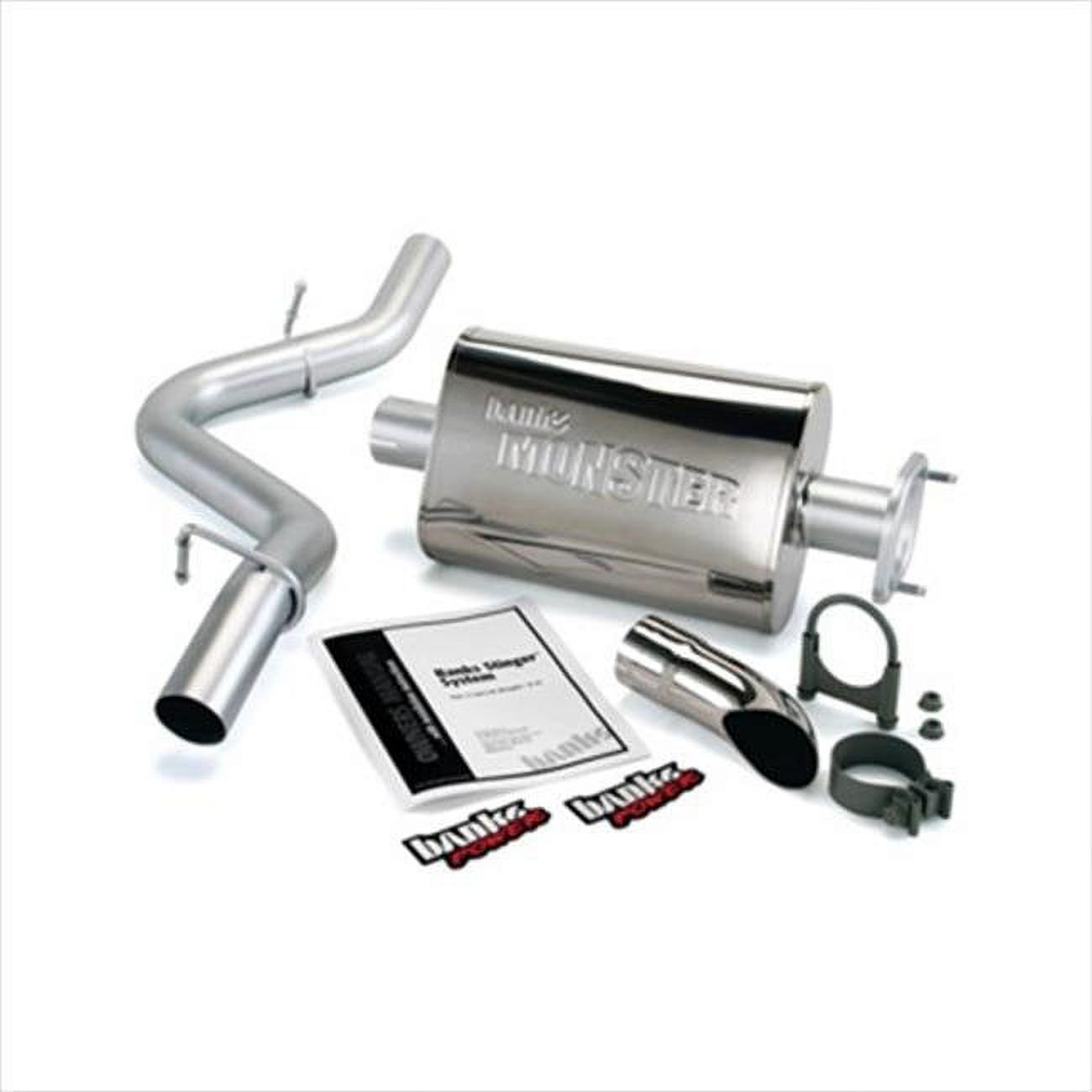 BANKS 51313 Single Monster Exhaust System, 2000-2003 Jeep Wrangler 4.0L