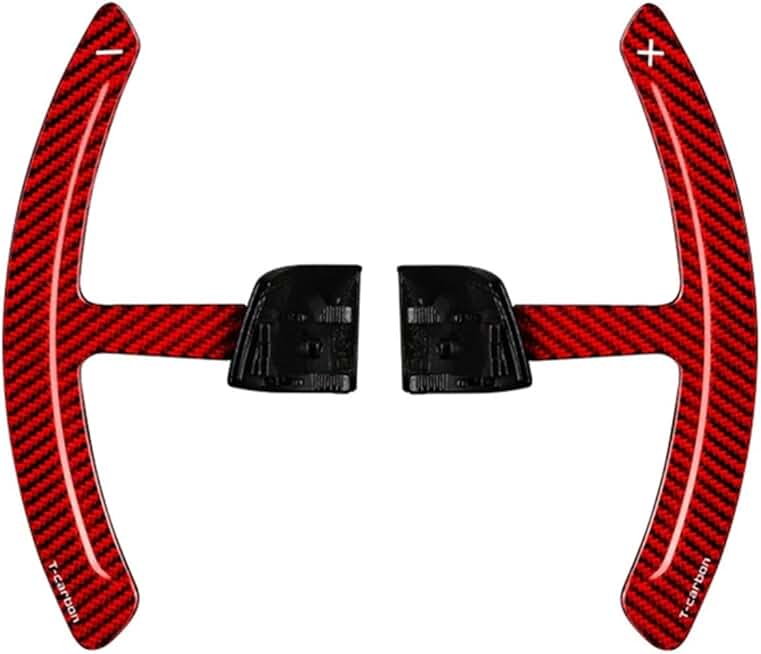 2Pcs Real Carbon Fiber Car Steering Wheel Shift Paddle Compatible with Paramela 2022 992 911 2021 Paddle Shifter Extension(Red)