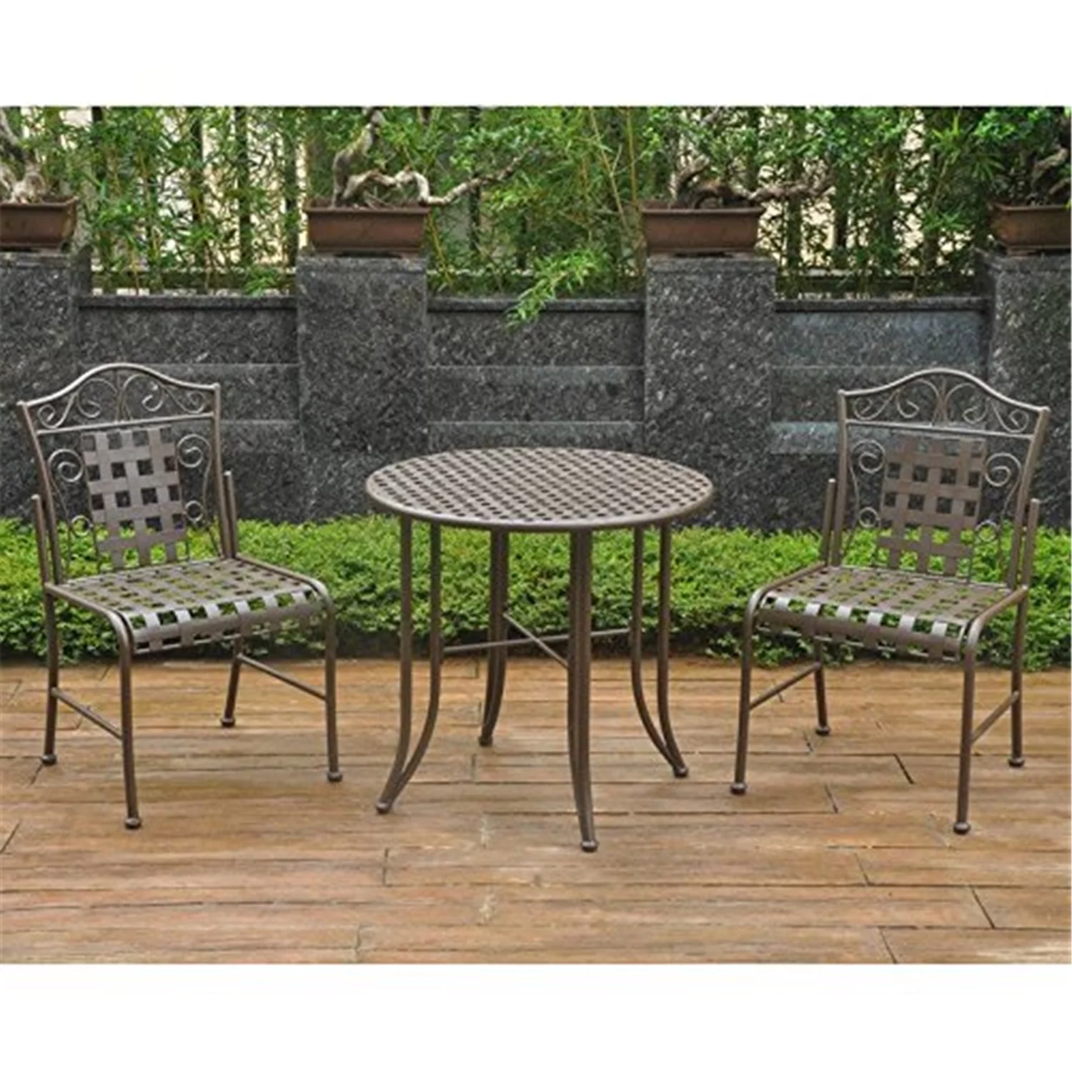 International Caravan Mandalay Iron Bistro Set-Color:Rustic Brown