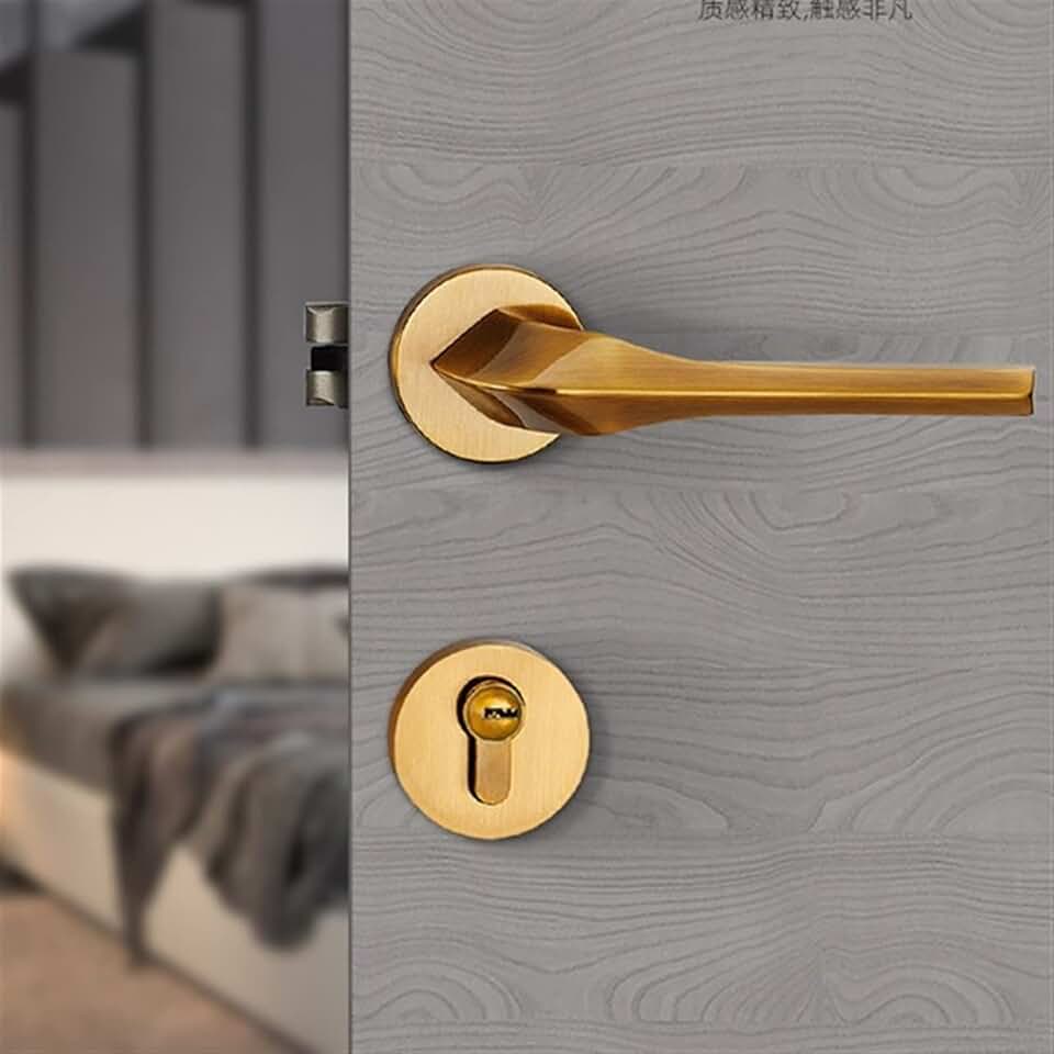 Door Lock Bathroom Bedroom Door Handle Simple Silent Handle Lock Split Lock Door Lock 1Pcs(Bright Brown Bronze)