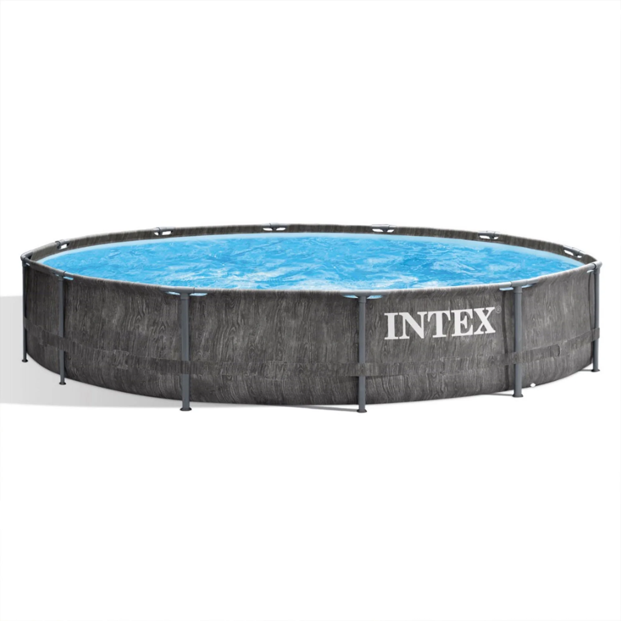 INTEX Round Prism Frame 12ft x 30in Above Ground Swimming Pool Set w/ Pump