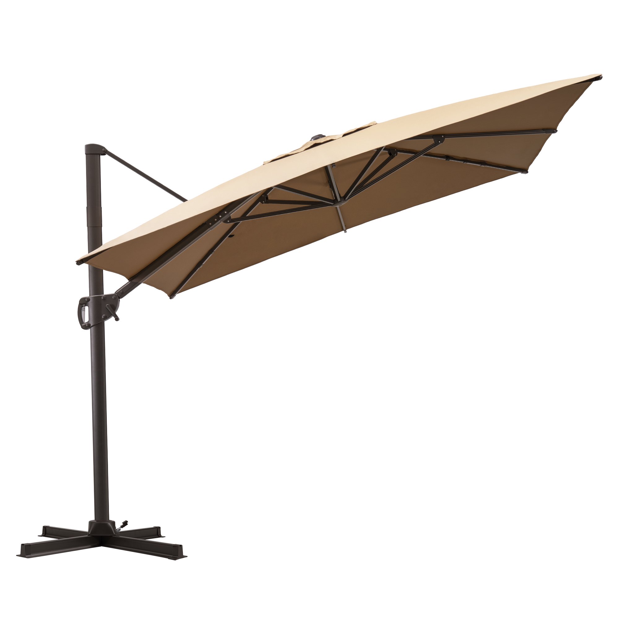 Pellebant 9 ft. x 11 ft. Patio Cantilever Umbrella, Single Rectangle Outdoor Offset Umbrella, Tan