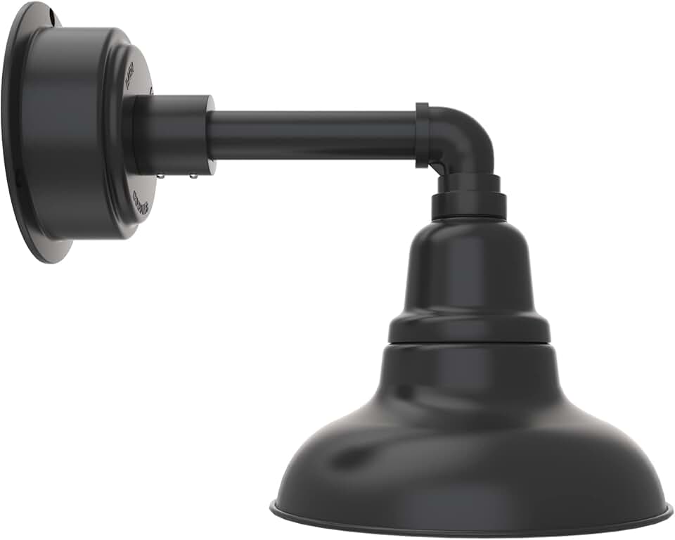 8in. Matte Black Indoor Outdoor Gooseneck Barn Light Fixture with Cosmopolitan Arm - Vintage Farmhouse Wall Sconce