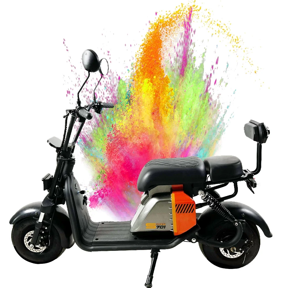 Bogist 701 Fat Tire Mini Electric Scooter Moped, 1000W with Removable 48V 15.6Ah Battery, Dual seat, 55km/h, 60km range, Hydraulic Disc Brake, Motorcycle,  Random Color Shipping.
