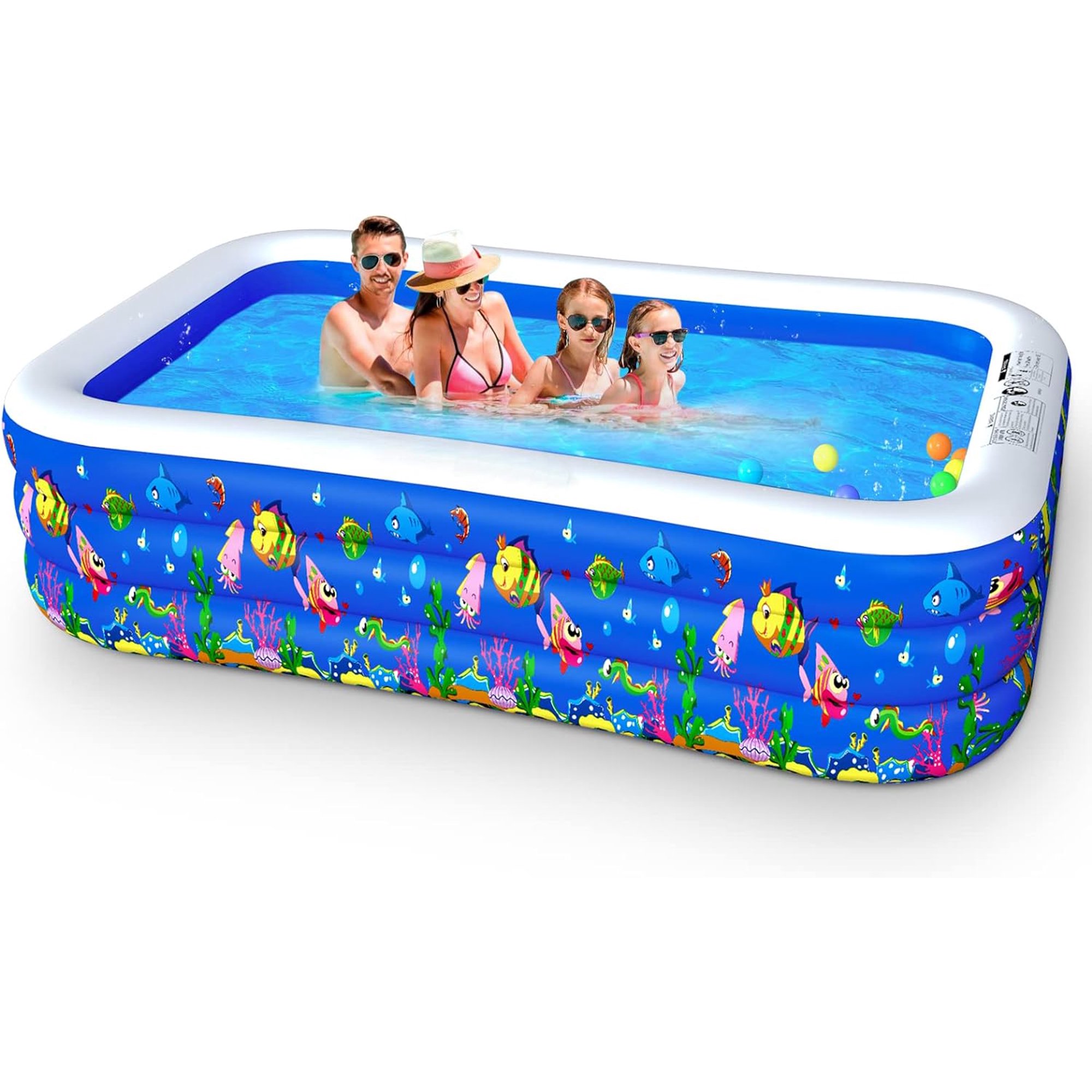 Inflatable Swimming Pools, Kiddie Pools, Family Lounge Pools, 96'' x 57'' x 21'' Large Family Swimming Pool for Kids, Adults, Babies, Toddlers, Outdoor, Garden, Backyard