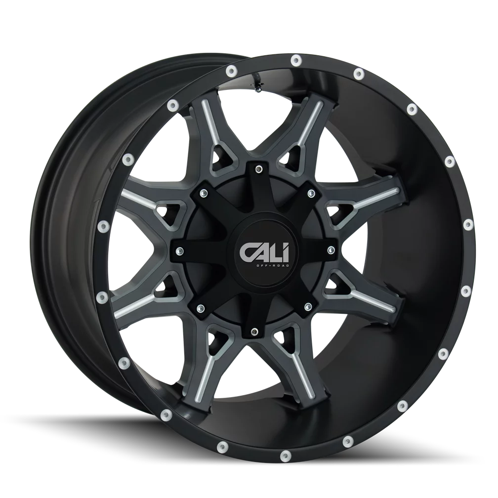 CALI OFF-ROAD OBNOXIOUS-9107 22X12 8X180 -44ET 124.1CB SATIN BLACK/MILLED SPOKES